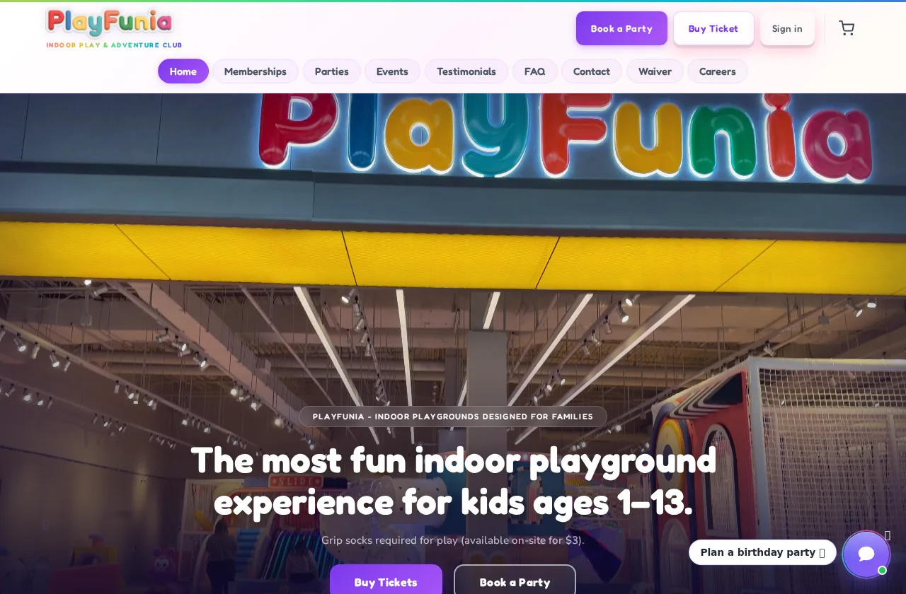 Playfunia public website preview